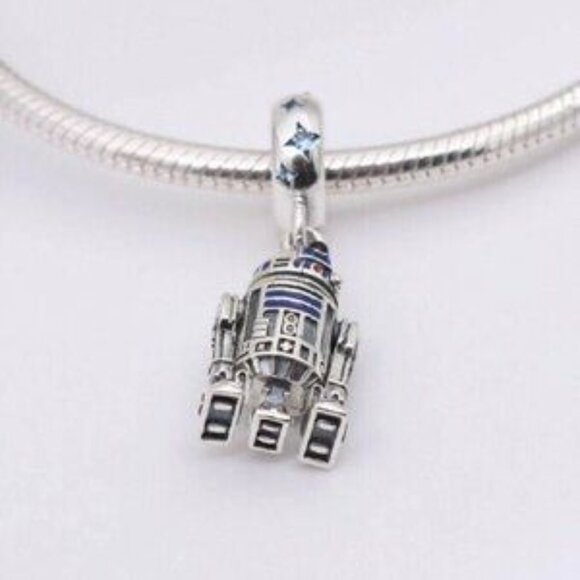 Pandora s925 Sterling SilverDisney STAR WARS R2-D2 Robot Dangle Charm Threaded - Picture 5 of 5
